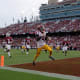 Stanford, California, USA; USC Trojans defensive back Max Williams (4) runs into the end zone for a touchdown during the second quarter against the Stanford Cardinal at Stanford Stadium.